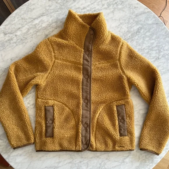 L.L. Bean Women's Bean's Sherpa Fleece Jacket XXS Reg Antique Gold - Picture 4 of 13